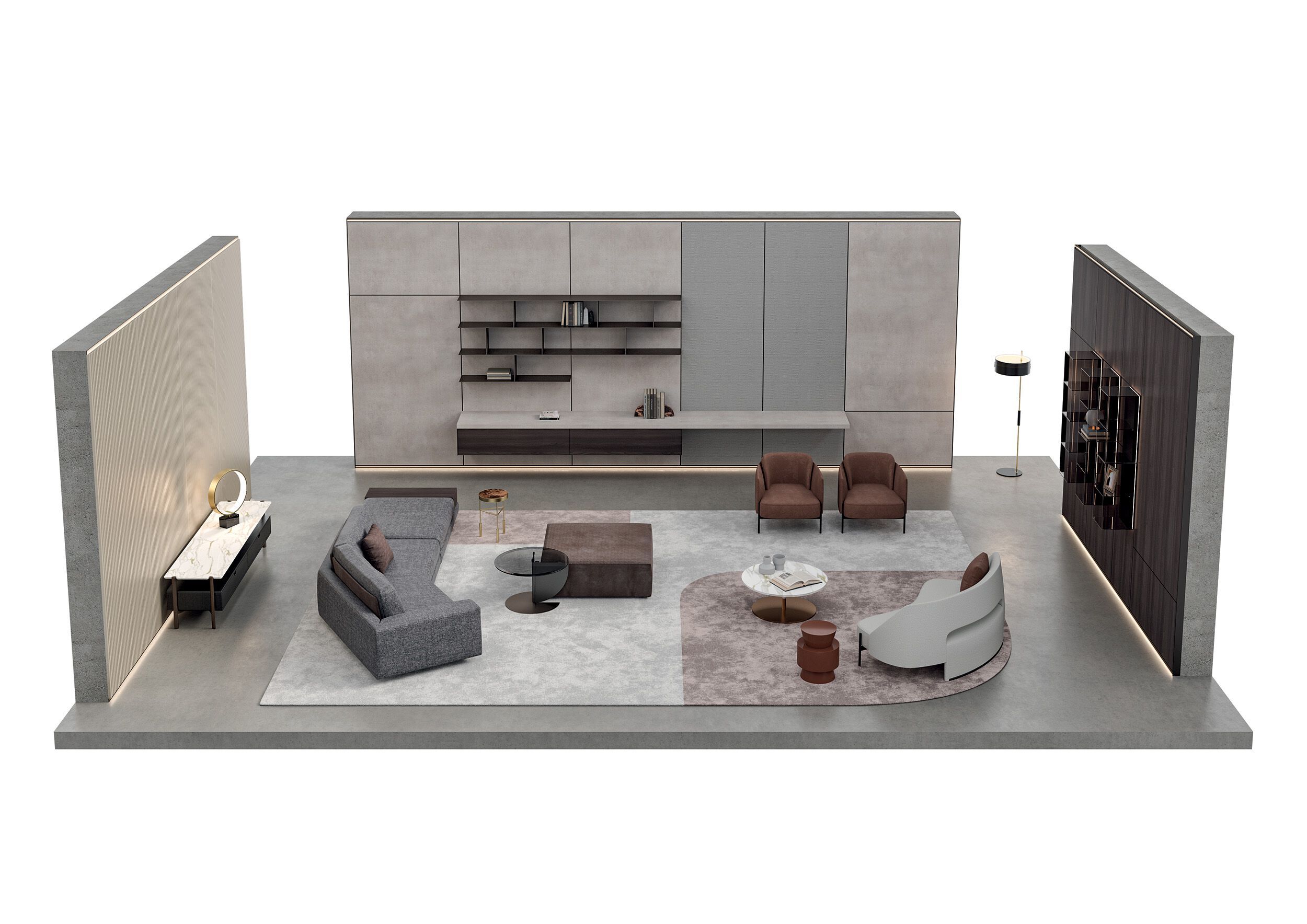 Модульная стена установленная оборудованная стена с интегрированным освещением MisuraEmme PUZZLE ARCH-00028614 - Вид №1