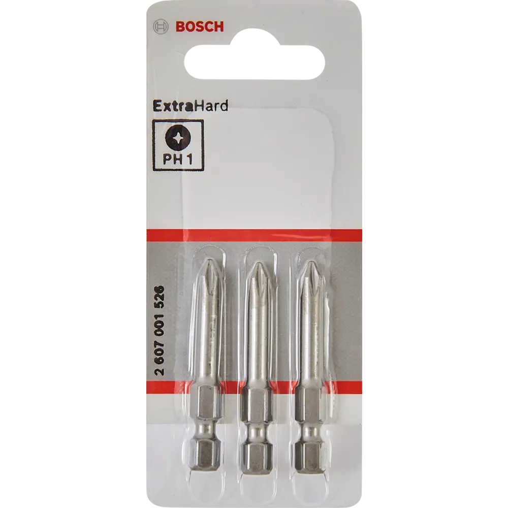 Бита крестовая Bosch Extra Hard 2607001526 PH1x49 мм, 3 шт BOSCH PROFESSIONAL STLM-2151670 - Вид №1