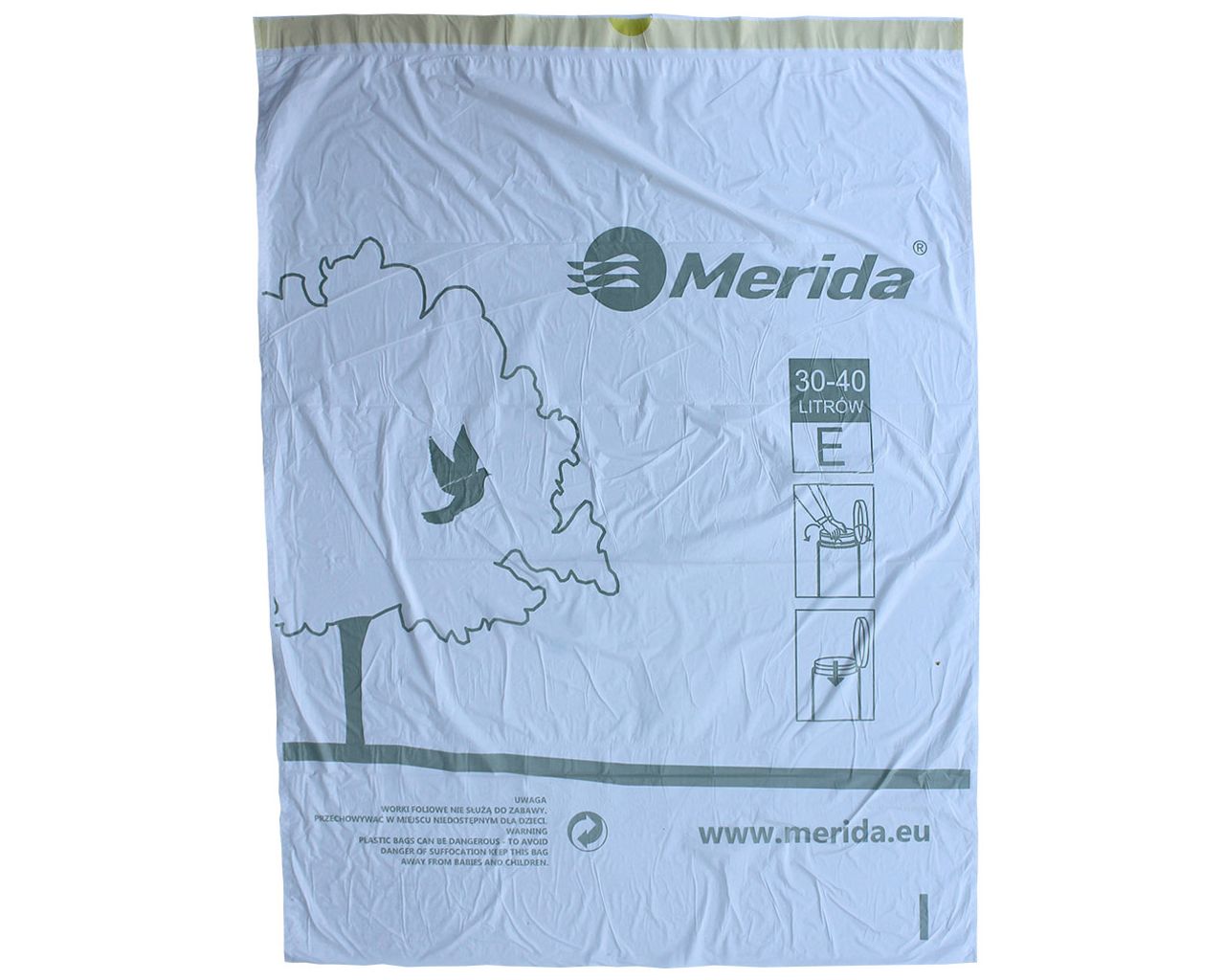 WTB401 Одноразовые мешки для мусора с кулиской, ароматизированный TOP, объем 30-40 л, рулон 12 шт., БЕЛЫЙ, ПЭНД Merida  - Вид №1
