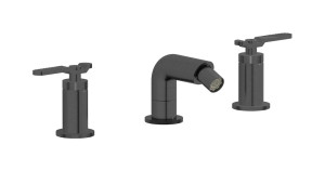Смеситель для биде на 3 отверстия с донным клапаном WE ARE IB b2393cs Brushed Black Chrome Bold