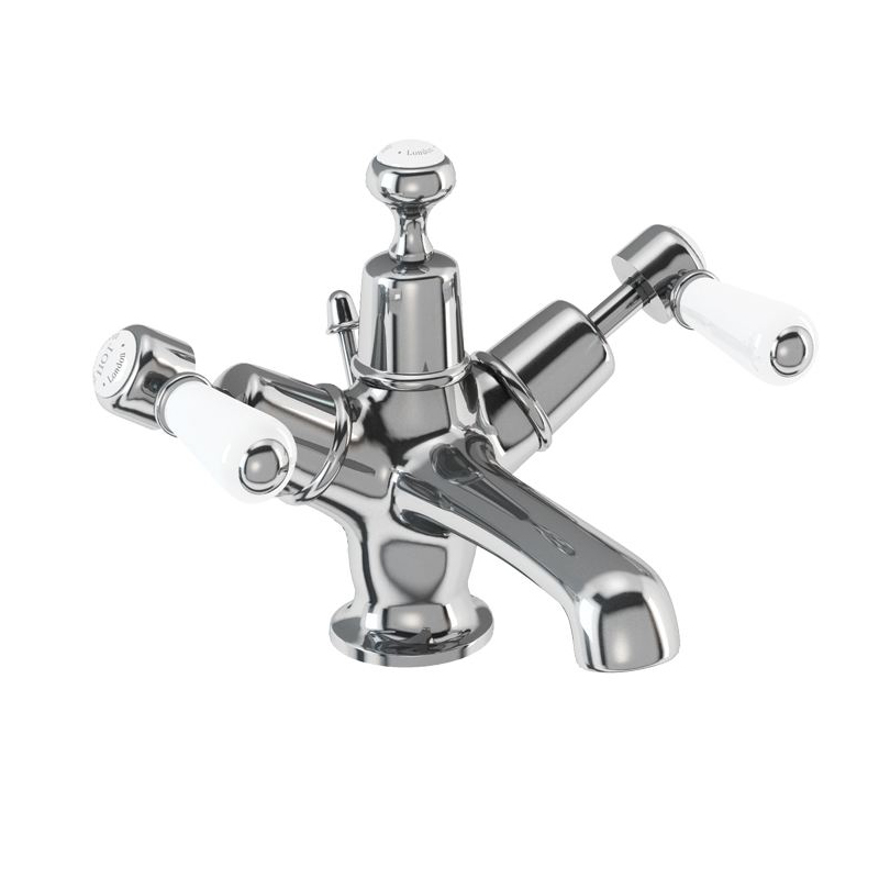 Burlington Смеситель для раковины Kensington со всплывающим клапаном для мусора Четверть оборота с черным акцентом KE4 BLA 