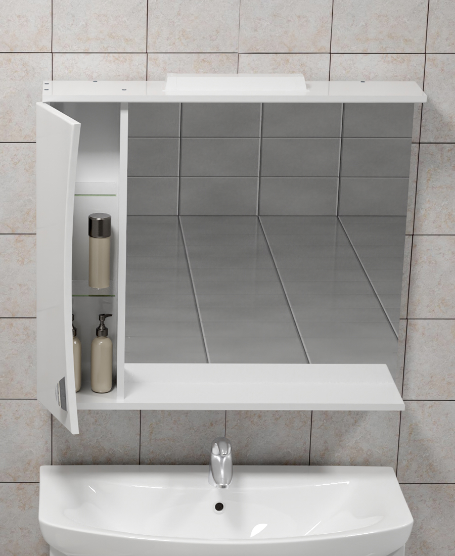 Зеркало Faina 800 new левый, со спотом800⨉150⨉700 мм белый VIGO sun-id-665304 - Вид №2