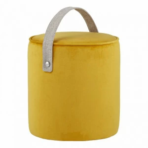 Пуфик круглый оранжевый вельветовый с ручкой "Джерри" STOOL GROUP  00-3881789 Желтый