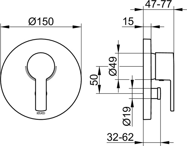 53972010181 Встраиваемый Однорычажный смеситель ванна/душ KEUCO Plan blue - Вид №2