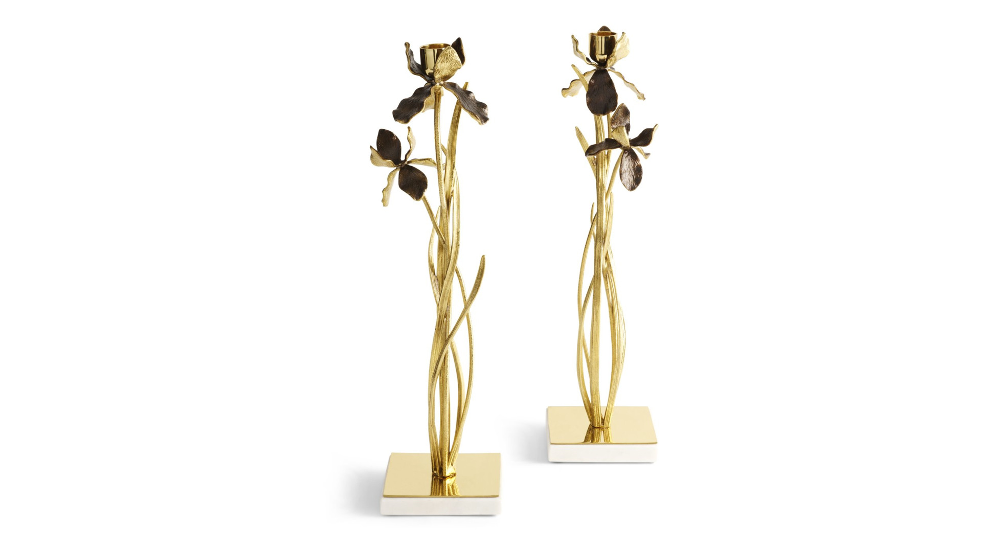 10663670 Michael Aram Набор подсвечников Michael Aram Черный ирис 38см, латунь, 2шт Латунь  - Вид №2