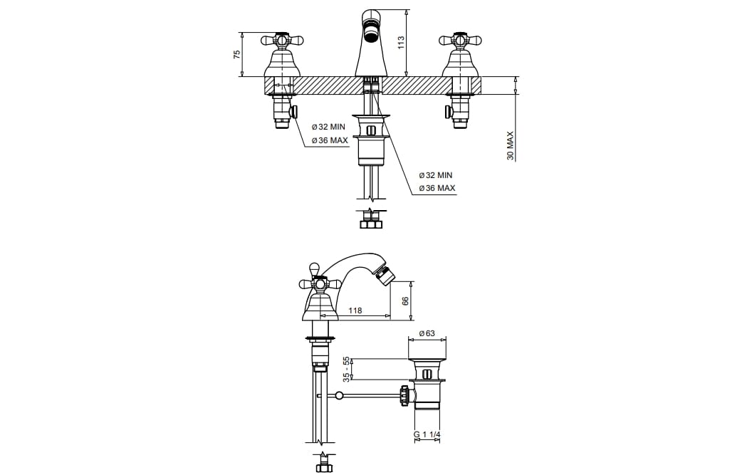 Смеситель для биде с 3 отверстиями Gaia Mobili Complements ARCH-00072048 - Вид №2