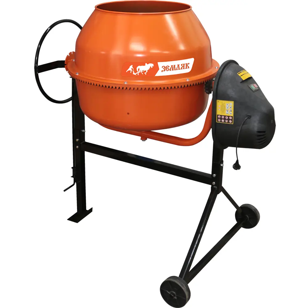 Бетоносмеситель ЗЕМЛЯК БСЭ-180 с асинхронным двигателем 750Вт 82305245 STLM-0024294