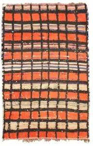 AFOLKI Прямоугольный шерстяной коврик с длинным ворсом и геометрическими мотивами Azilal Ta962be