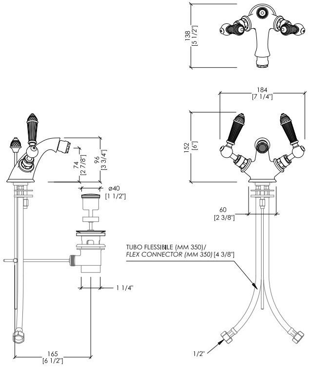 Devon&Devon Смеситель для биде на одно отверстие на террасе Black diamond Bld73ot - Вид №1