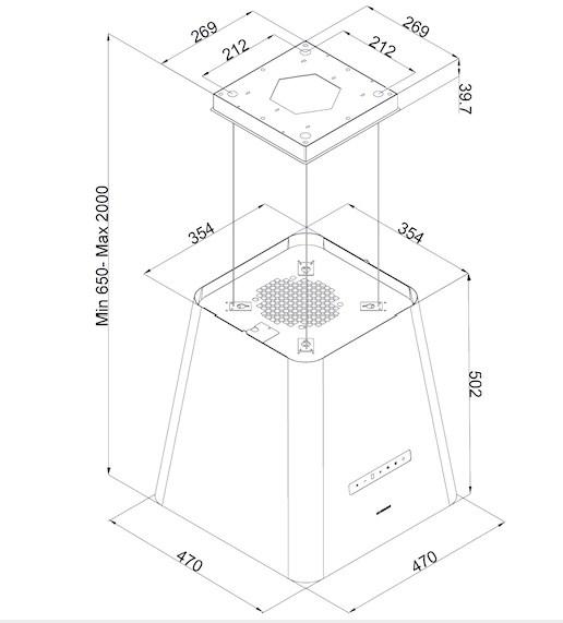 Silverline Подвесной кожух из нержавеющей стали с сенсорным управлением  4385  - Вид №9