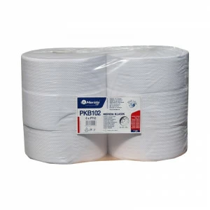 PKB102 Туалетная бумага КЛАСИК, белая, диаметр 23 см, длина 340 м, однослойная, в упаковке 6 шт. Merida
