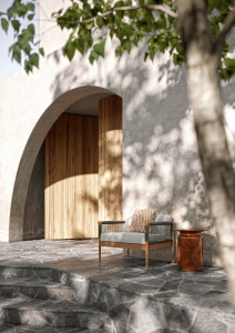 Керамический круглый высокий садовый журнальный столик