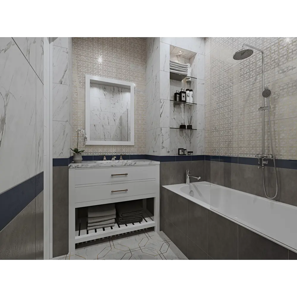 Плитка настенная Marble 25х35 см 1.4 м² цвет белый 82109478 STLM-2047859 BELANI  - Вид №4