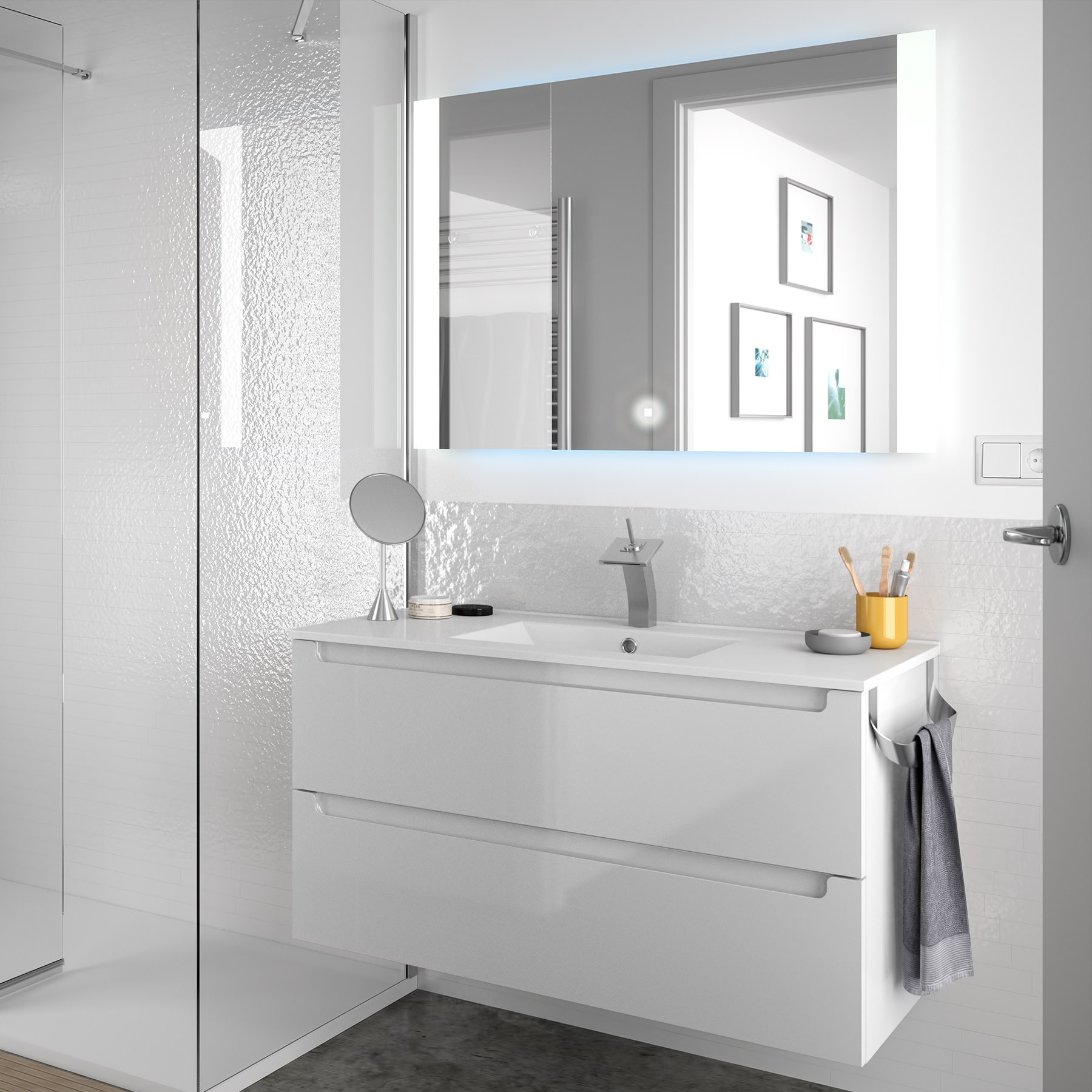 26681 SALGAR Мебель под умывальник MONTERREY 1000 2 металлических ящика GLOSS WHITE 997 x 540 x 450 мм Глянцевый белый 