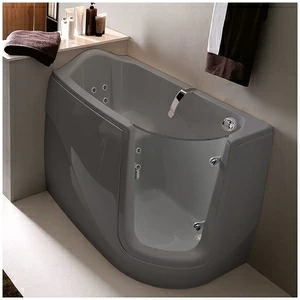 Ванна с гидромассажем GRUPPO TREESSE GEN-X V3317-SX серая угловая сидячая с дверью левосторонняя