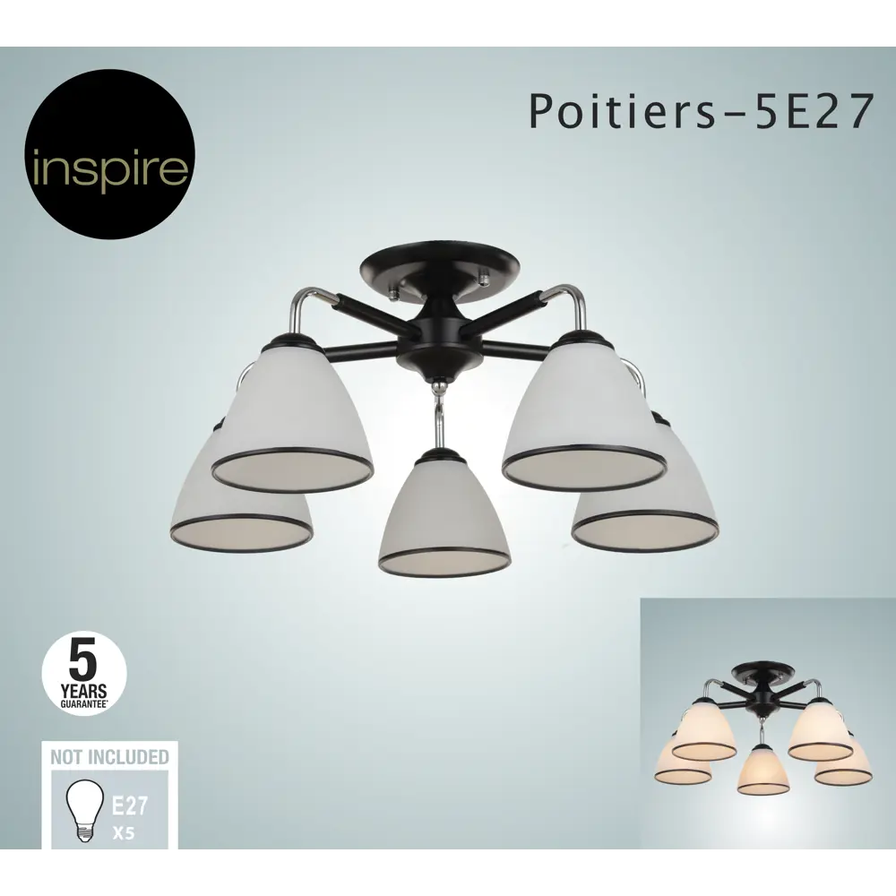 Люстра Inspire Poitiers - черная потолочная с 5 стеклянными плафонами 85113381 STLM-0058958 - Вид №6