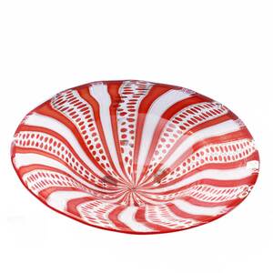 1792 ORIGINALMURANOGLASS Блюдо Филигранное Бело-Красное - муранское стекло 35 см