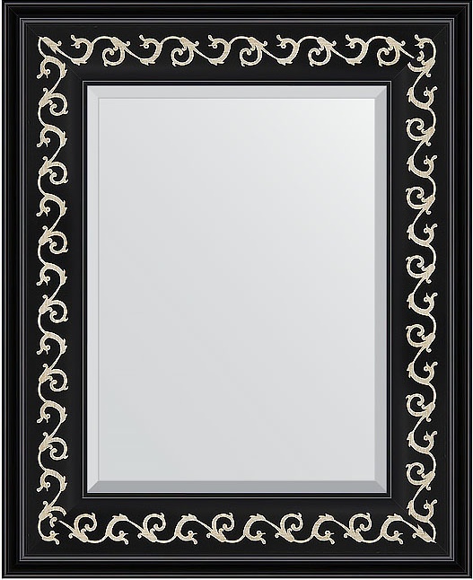 BY 1357 Зеркало с фацетом в багетной раме - черный ардеко 81 mm EVOFORM Exclusive