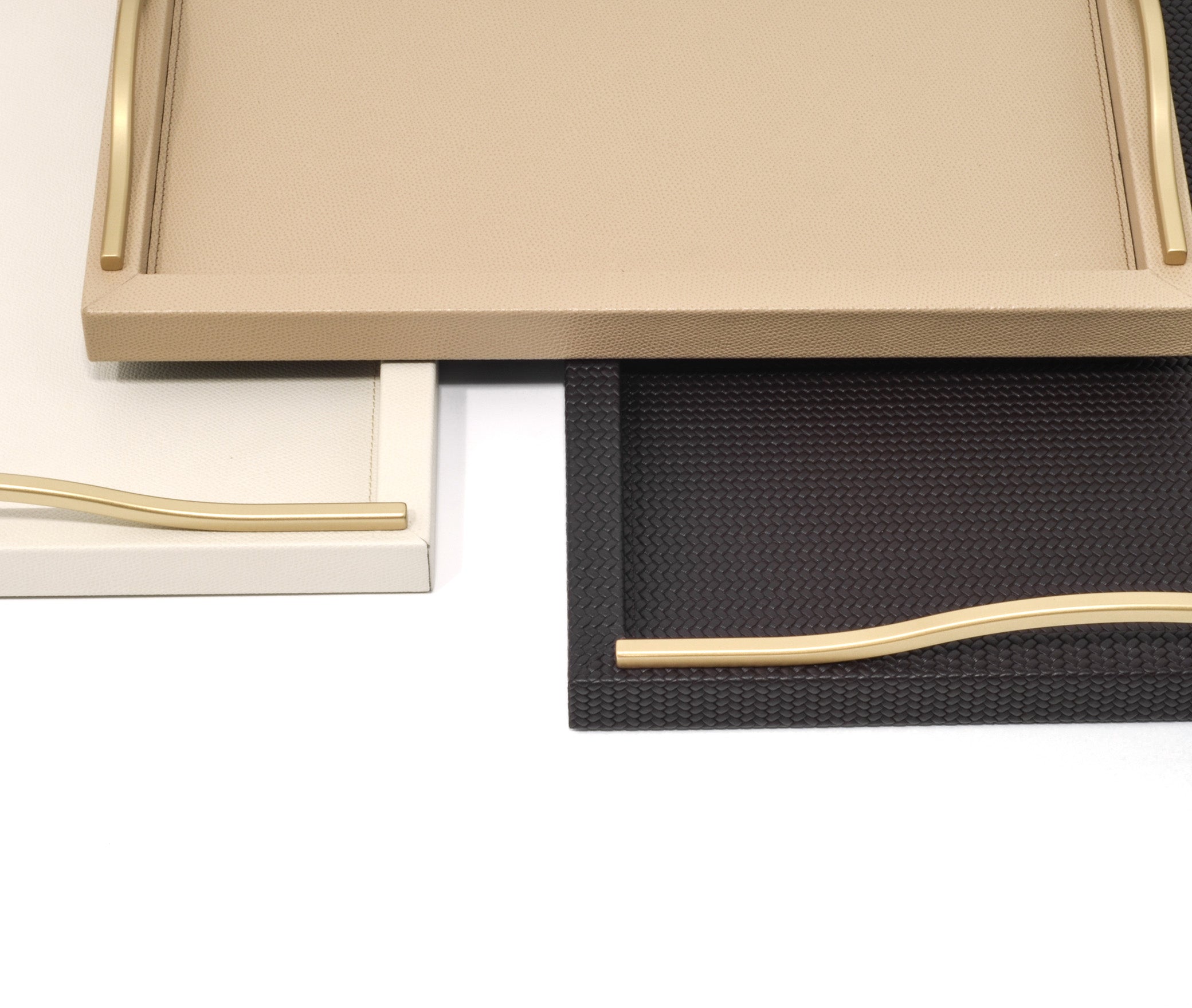 Поднос Onda - 37x37 см/металл-хром/тканая кожа_верблюжья Pinetti 00.1336.061.011 - Вид №2