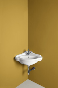 Керамический угловой подвесной умывальник