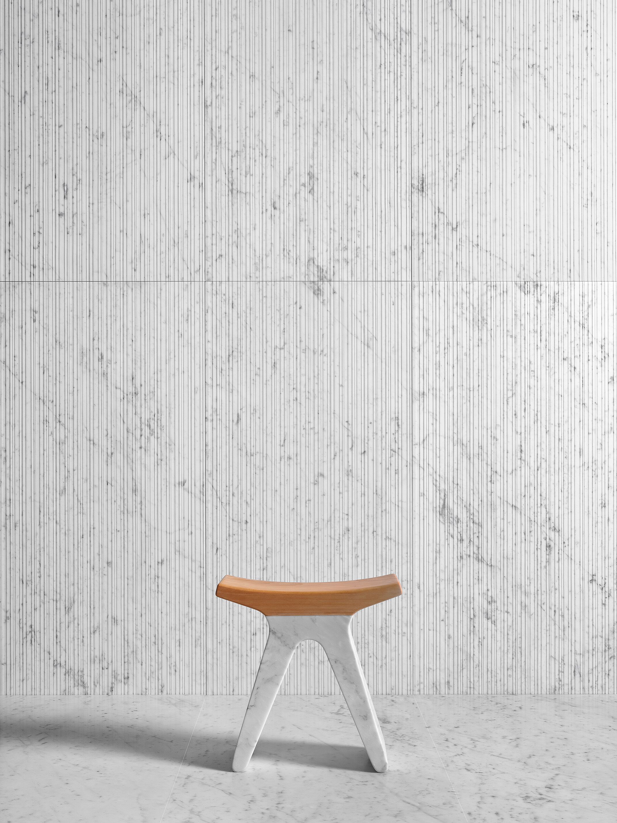 Низкий табурет из мрамора и дерева LUCE DI CARRARA PIGRECO ARCH-00066655 - Вид №4