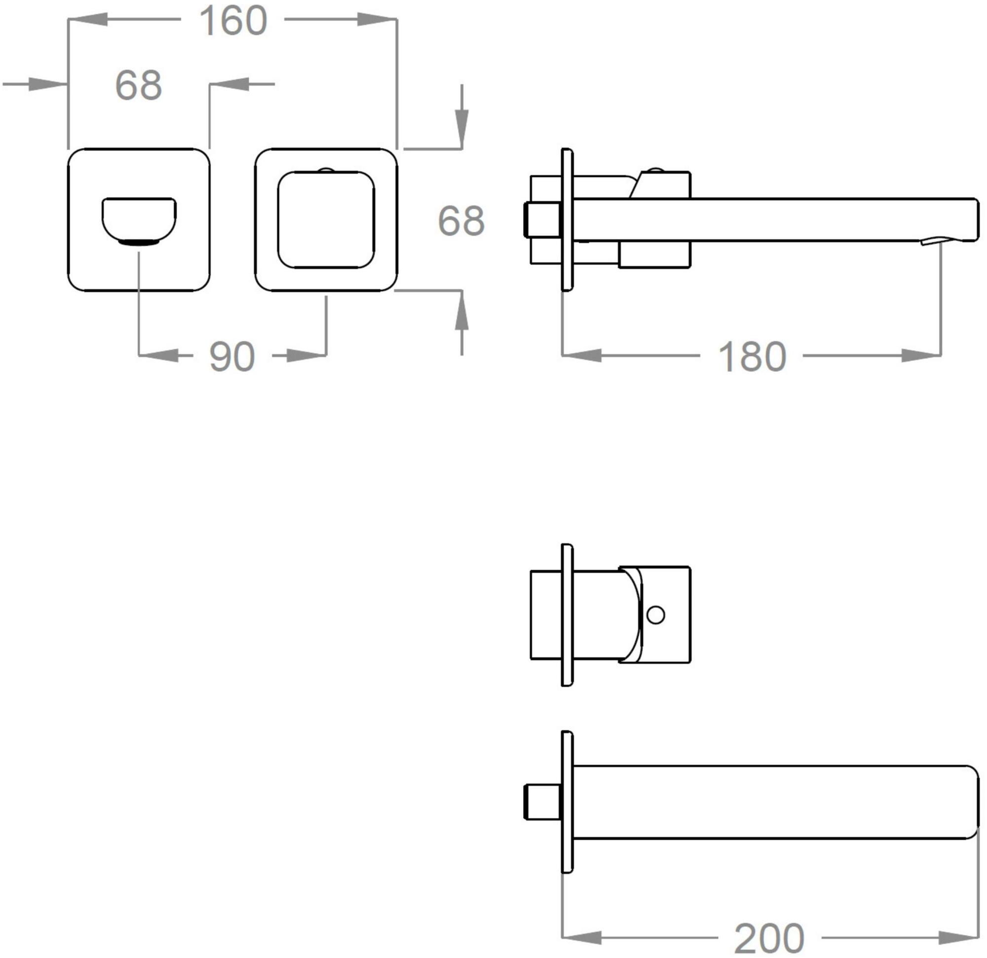 Fir Italia Смеситель для умывальника настенный из латуни Daily cube 45 sun-id-1417863 - Вид №1