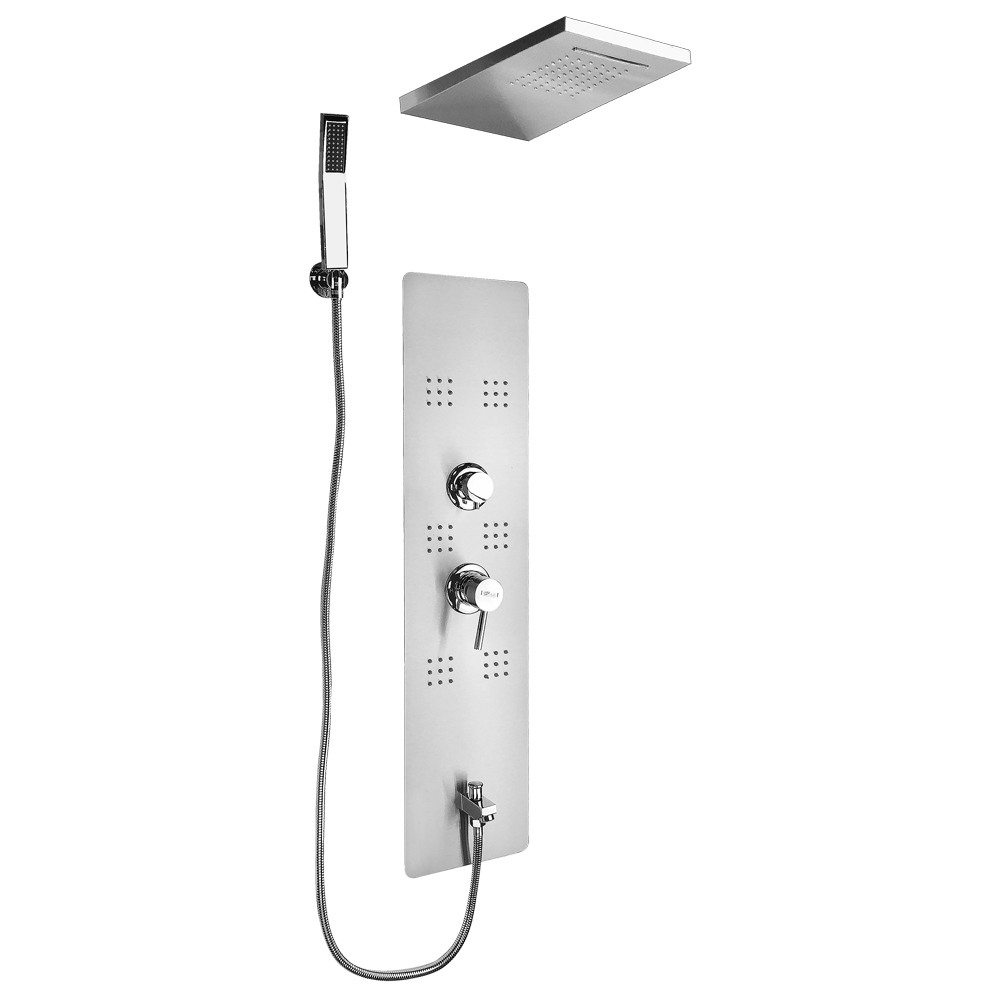 GFmark - Душевая панель - "тропический душ" ВРЕЗНАЯ с двумя лейками, корпус МАТОВАЯ нержавеющая сталь марки 304, код: 5517 