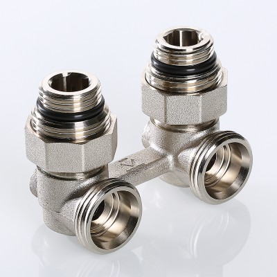 VT.345.KNA.E04 Узел угловой для нижнего подключения радиатора c комплектом адаптеров Valtec 1/2" x 3/4" («евроконус»)  - Вид №1