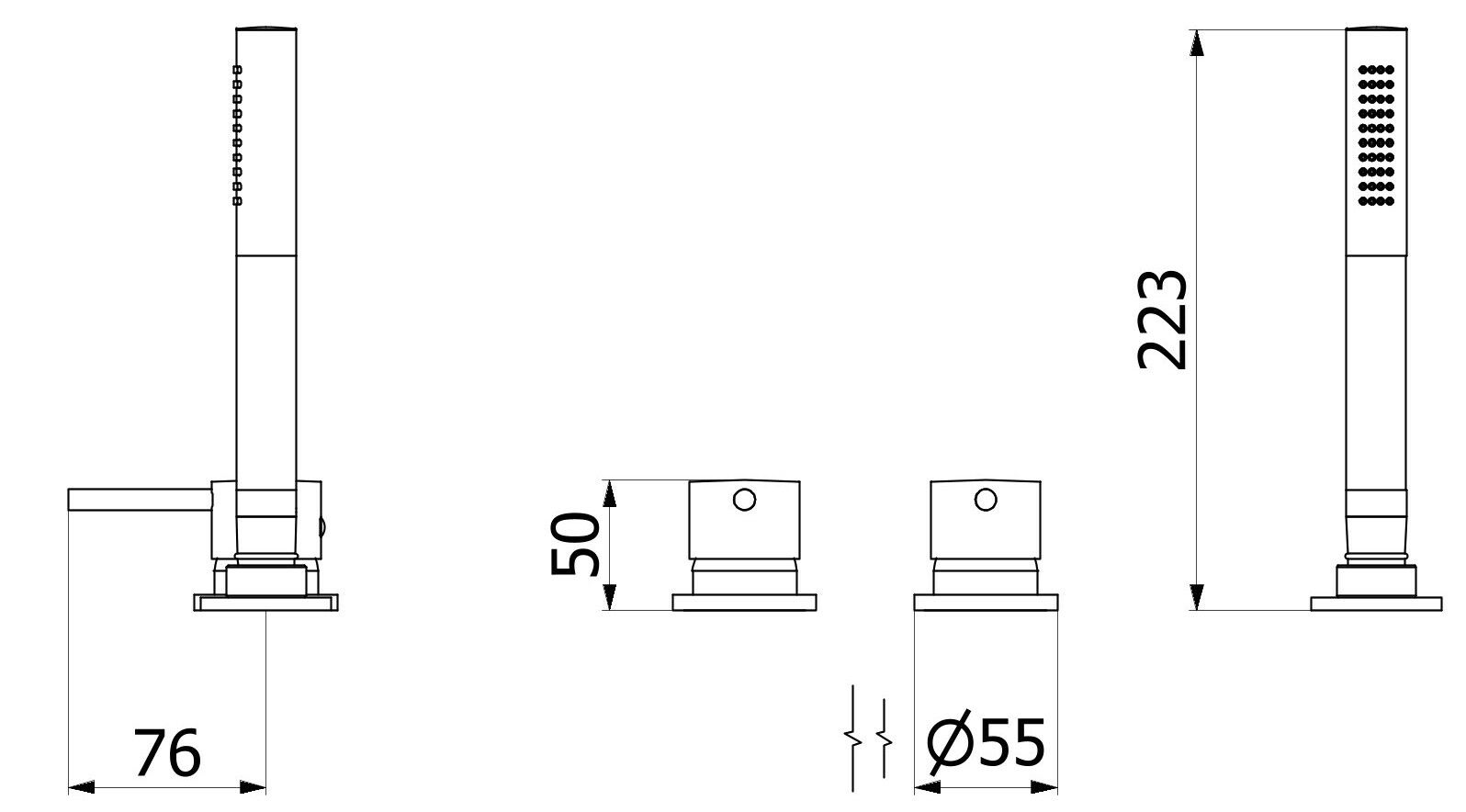 Однорычажный смеситель для ванны с 3 отверстиями и ручным душем IB промышленность ARCH-00145662 - Вид №13