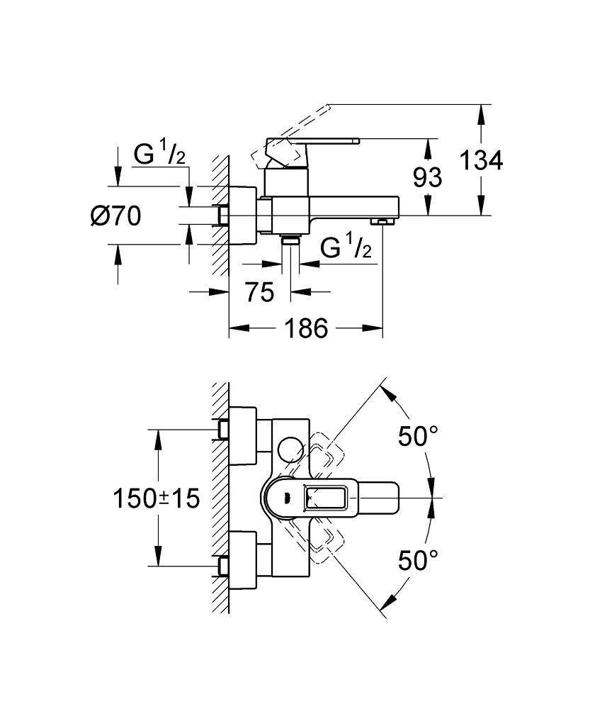 32638KS0 Смеситель для ванны Grohe Quadra черный бархат - Вид №1