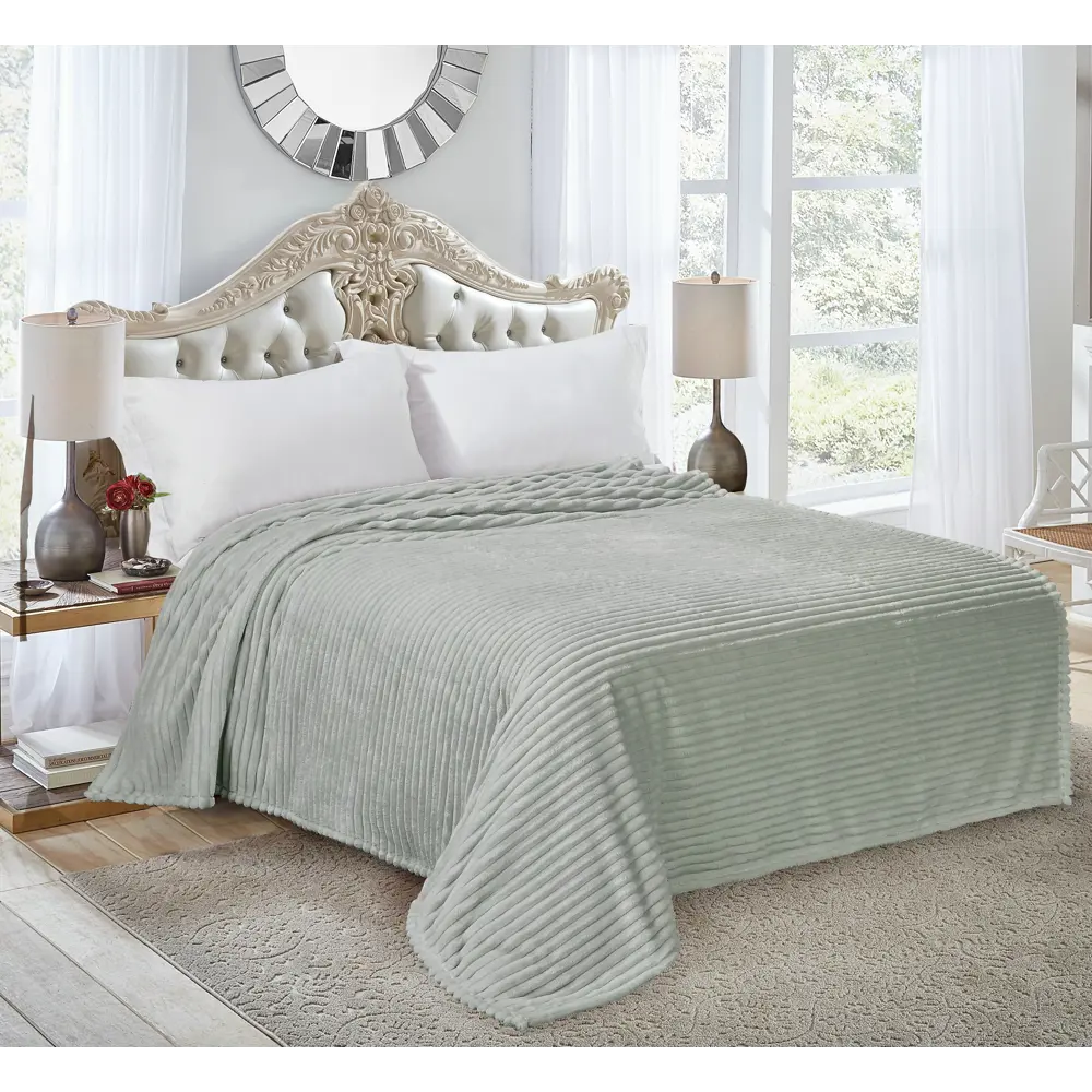 СТОЛИЦА ТЕКСТИЛЯ Плед Strips — уют в сером велсофте 200х240 см 89312866 STLM-1027833 - Вид №3