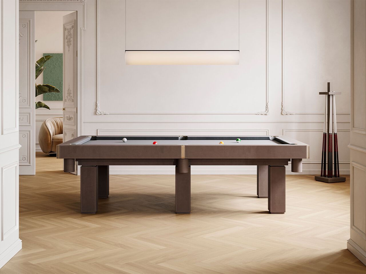 Кожаный прямоугольный бильярдный стол Hermelin biliardi новинка 2024 ARCH-00063813 - Вид №1