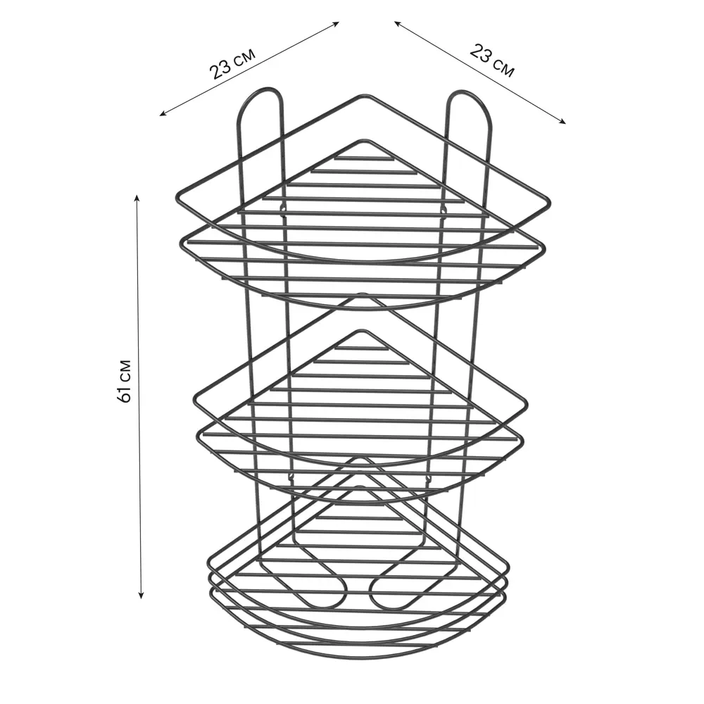 Полка для ванной Lemer Nil трехъярусная 23x23 см металл цвет графит STLM-2093827 - Вид №7