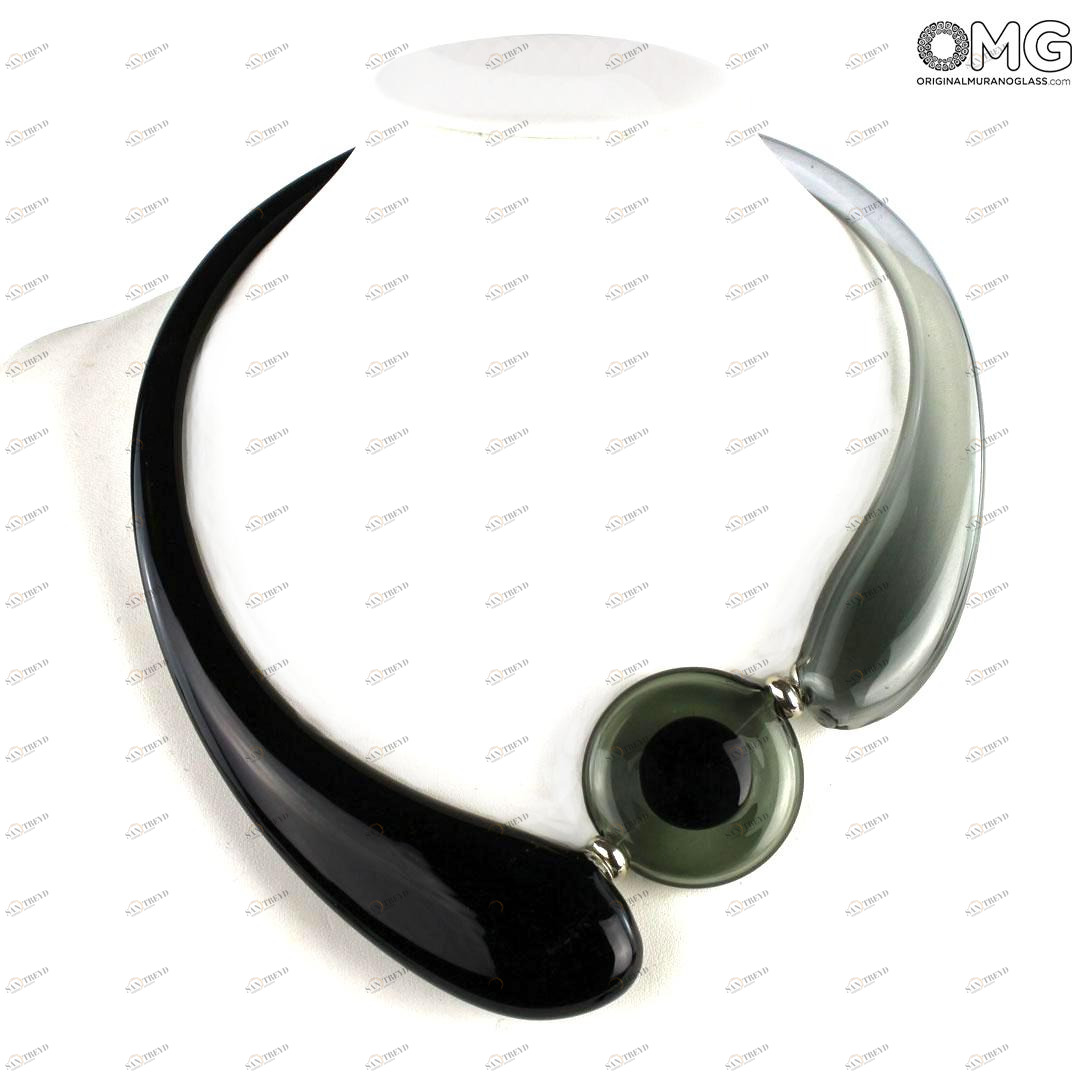 4418 ORIGINALMURANOGLASS Колье Дениз Чёрное - муранское стекло OMG 21 см 