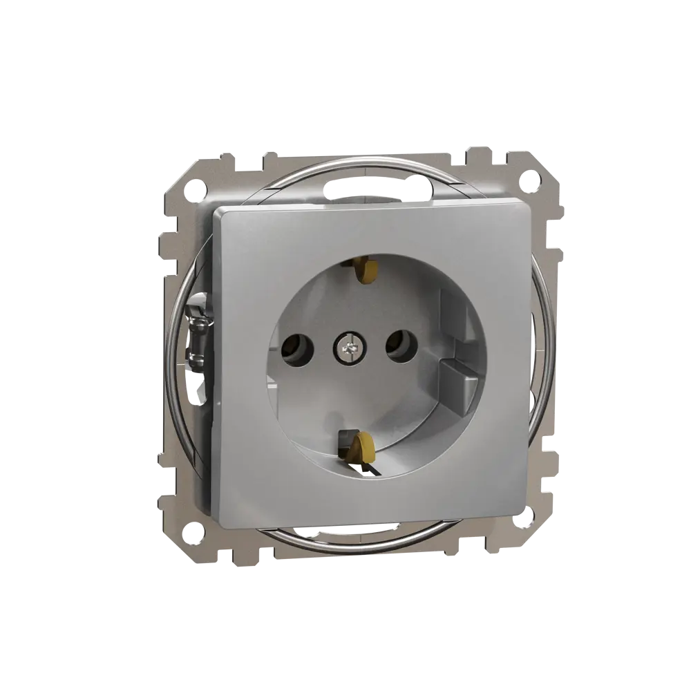Розетка встраиваемая Systeme Electric Sedna Design с заземлением, цвет алюминий 84826884 STLM-2134718 - Вид №1