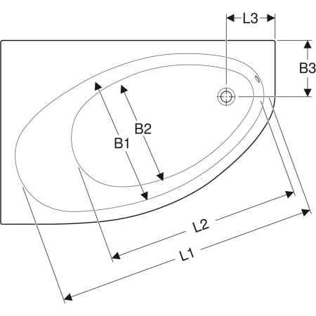 657350000 Асимметричная ванна Geberit Renova Geberit  - Вид №2