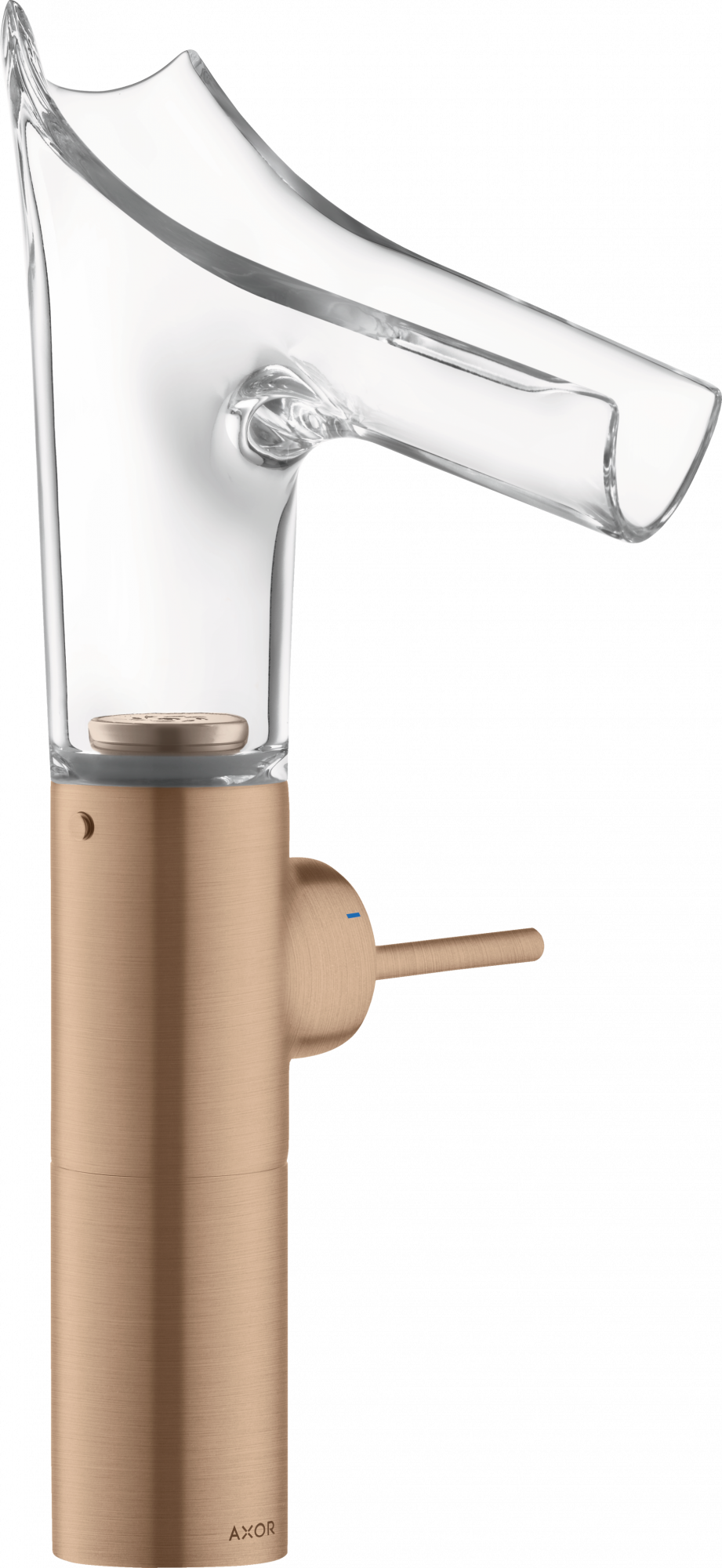 12114310 Смеситель для раковины 220, однорычажный, со стеклянным изливом, для умывальников, со сливным набором AXOR STARCK V 