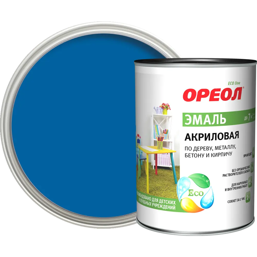 Эмаль акриловая Ореол глянцевая цвет синий 0.9 кг 84439798 STLM-2040150 