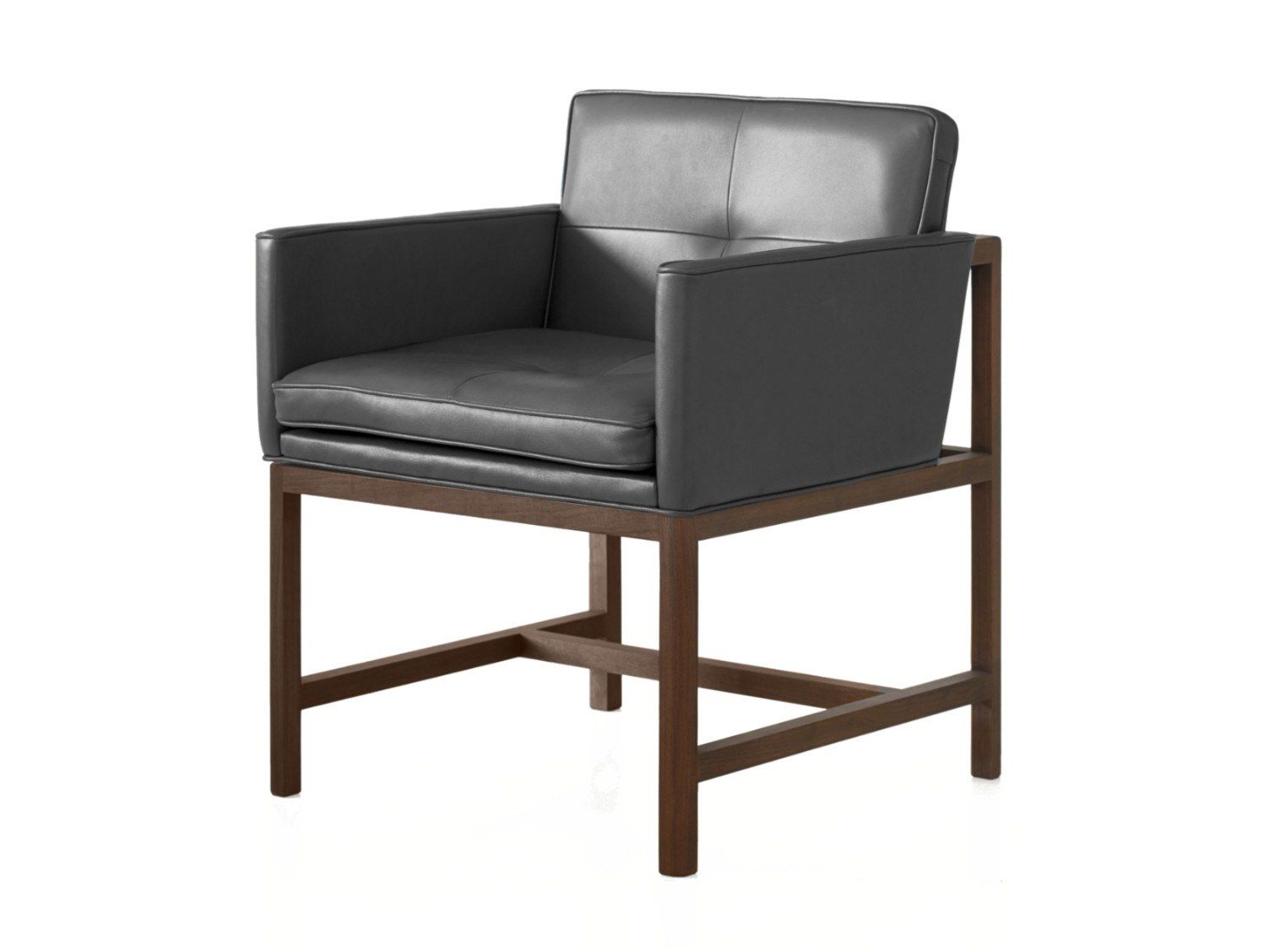 Кожаный мягкий стул с подлокотниками BassamFellows Столовая с деревянным каркасом ARCH-00001803 - Вид №8