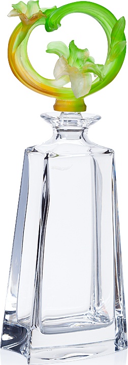 10614083 Cristal de Paris Графин для виски Cristal de Paris"Круг с цветами"1л(янтарно-зеленый) Хрусталь 