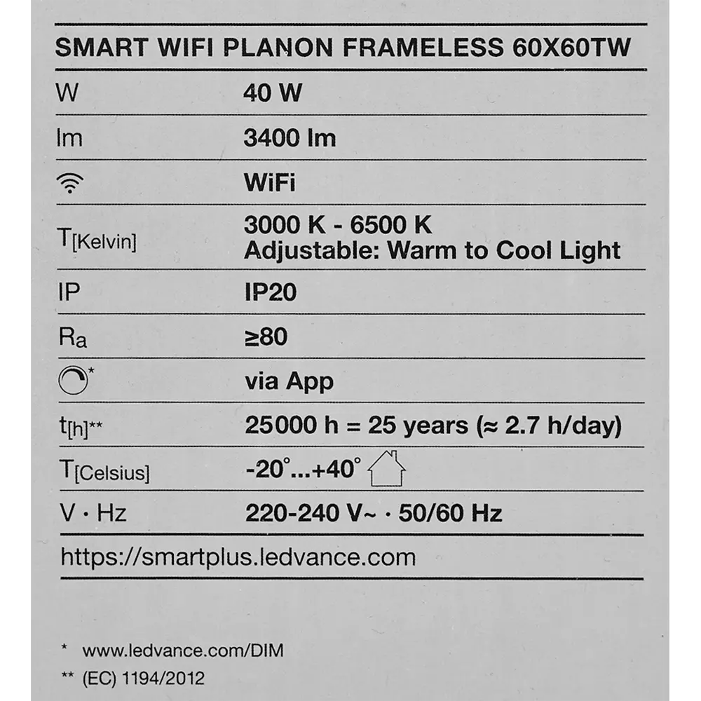 Безрамный накладной светильник WiFi 40 Вт IP20, 60X60 мм, 3400 Лм 89139645 STLM-2207399 LEDVANCE  - Вид №11