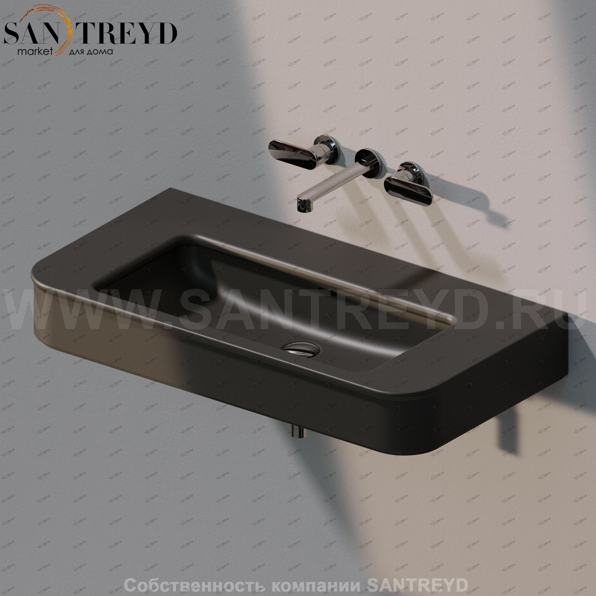 MA95L7006 Подвесная раковина настенная прямоугольная Ceramica Flaminia Madre черная