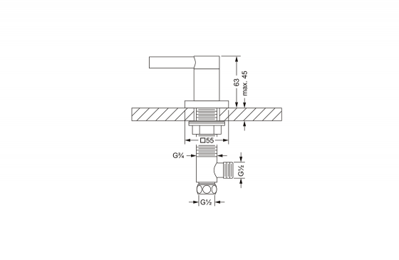 Боковой вентиль ½", для горячей воды JOERGER Charleston Square 634.10.345.000 - Вид №1