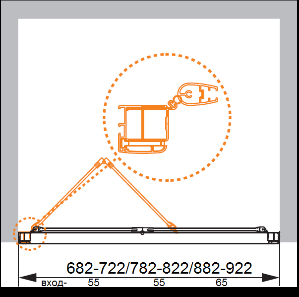 Душевая дверь в нишу CEZARES ANIMA-W-BS-80-C-Cr - Вид №1