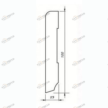Плинтус Tecnorivest Шпонированный Прямой 100x15 Мербау 2500х100 мм 1010001057