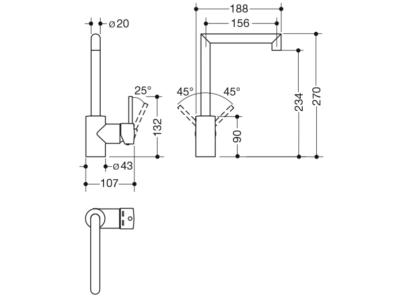 AQ1.12M10540 Однорычажный смеситель для раковины HEWI System-Armaturen  - Вид №8