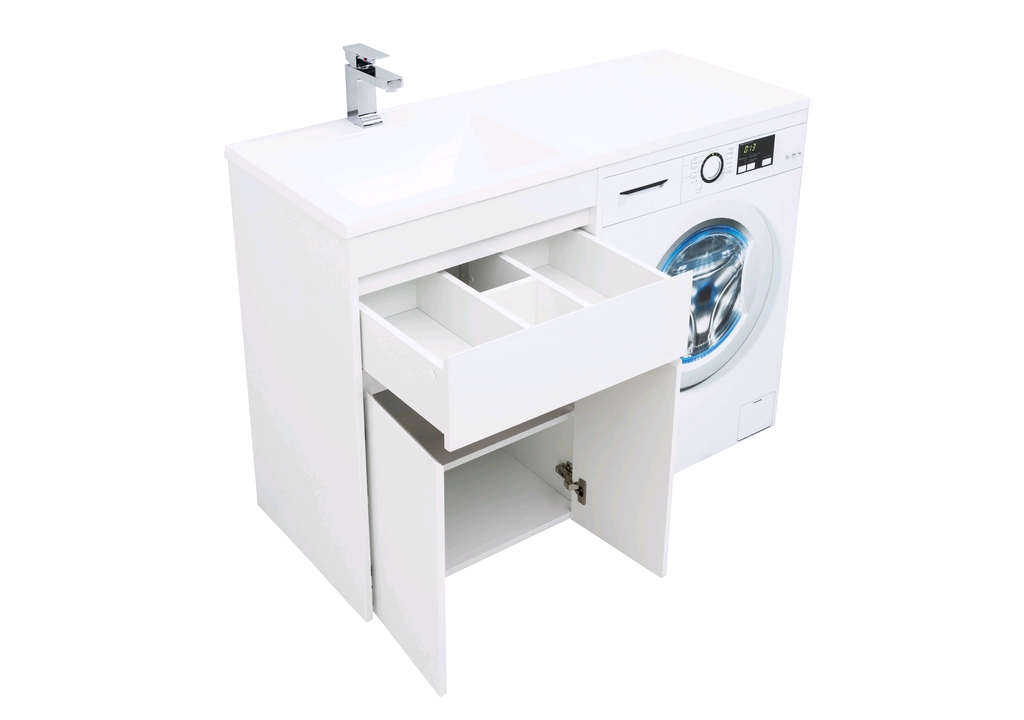 Тумба с раковиной Aquanet Токио 120 L белый (напольная, 1 ящик, 2 дверцы) 0023774500235499 - Вид №6