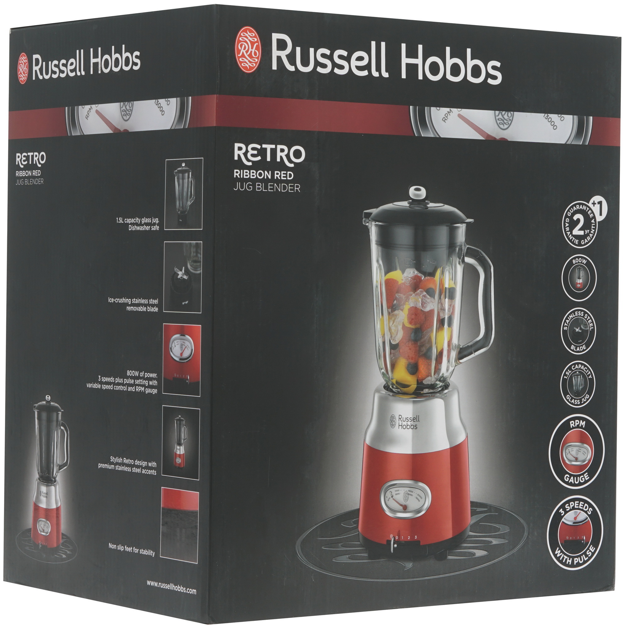 8141373 Блендер стационарный Russell Hobbs Retro Jug Blender красный STDN-0045507 - Вид №6