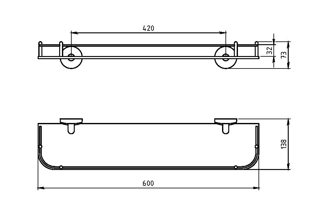 Полка с ограждением Novaservis Metalia 1 6153.0 хром 61530 - Вид №1