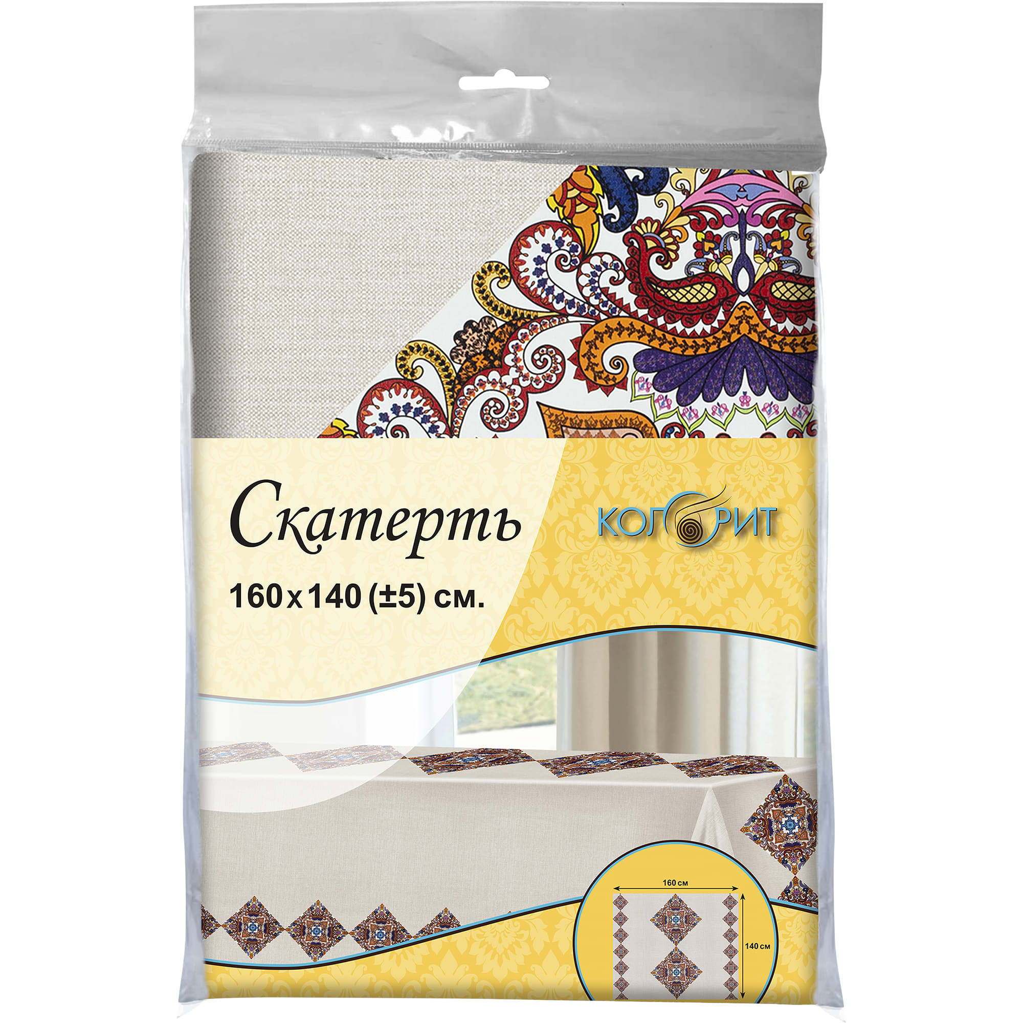 82760335 Скатерть «Калейдоскоп» 160х140 см цвет бежевый Oxford Santreyd - Вид №2